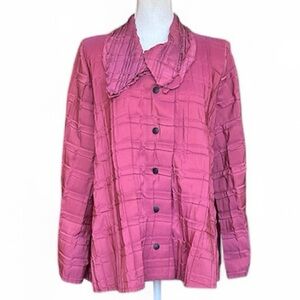 Babette Raspberry Pink Textured Trapeze Lightweight Jacket / Blouse Oversized XS
